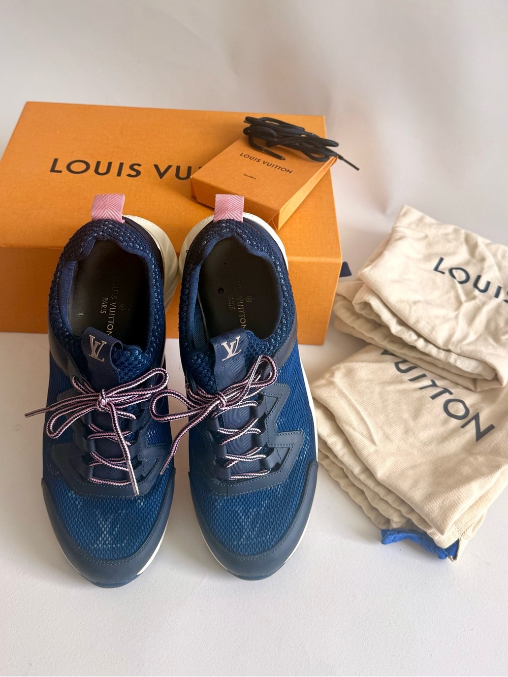 Louis Vuitton Women’s Run Away Sneakers Navy/Pink Size 37 w/ Box